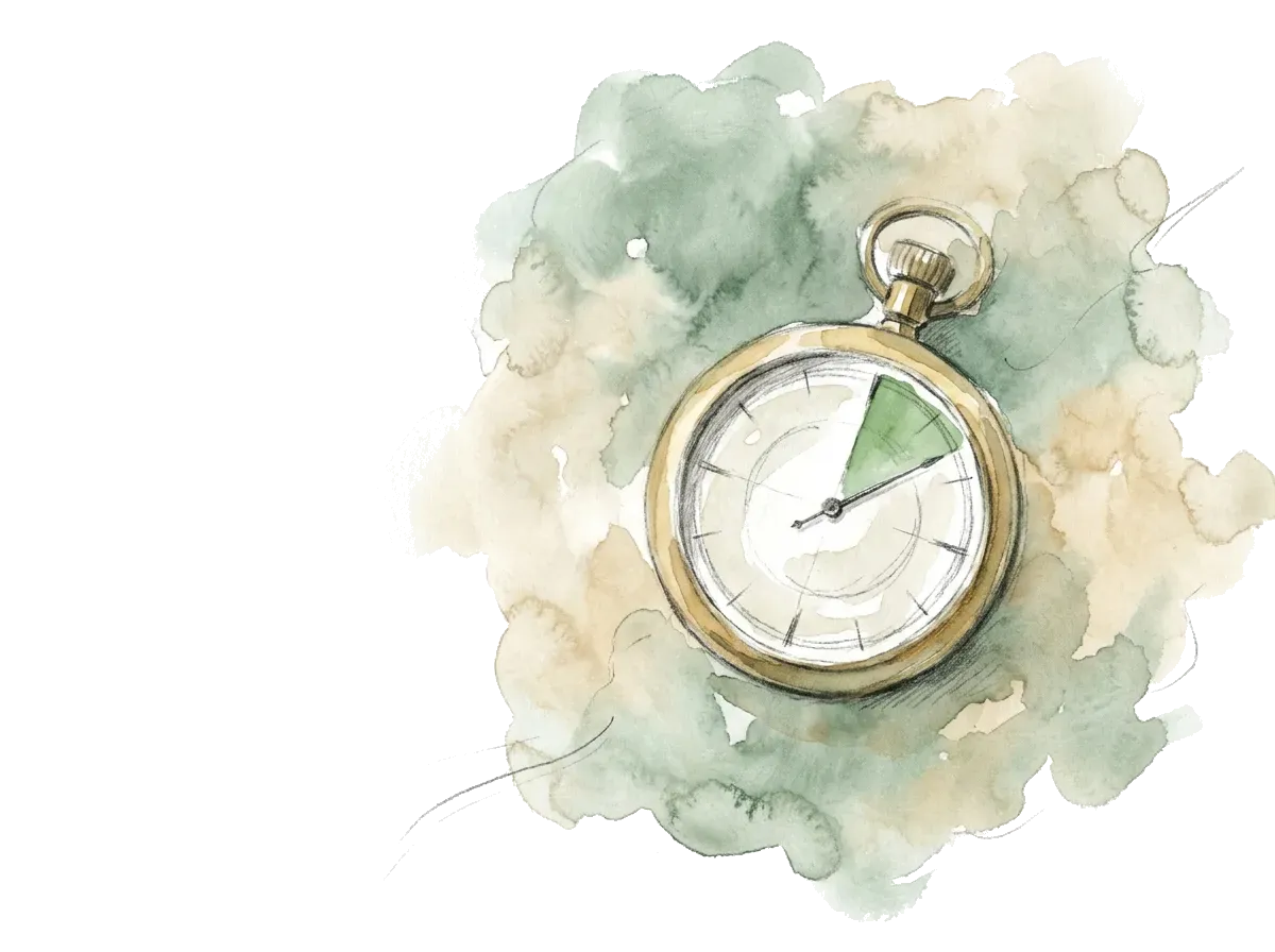 Vintage Taschenuhr mit Nadel im grünen Bereich