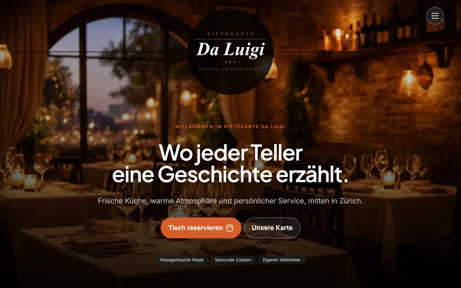 Webeo Website-Beispiel für Gastronomie